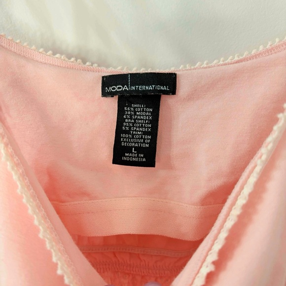 Vintage Y2K Moda International Baby Pink Built in Bra Eyelet Babydoll Tank Top - Picture 3 of 4